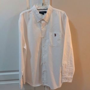 US POLO ASSN. Men Longsleeve Shirt Player Logo Button-down in White. 2X5